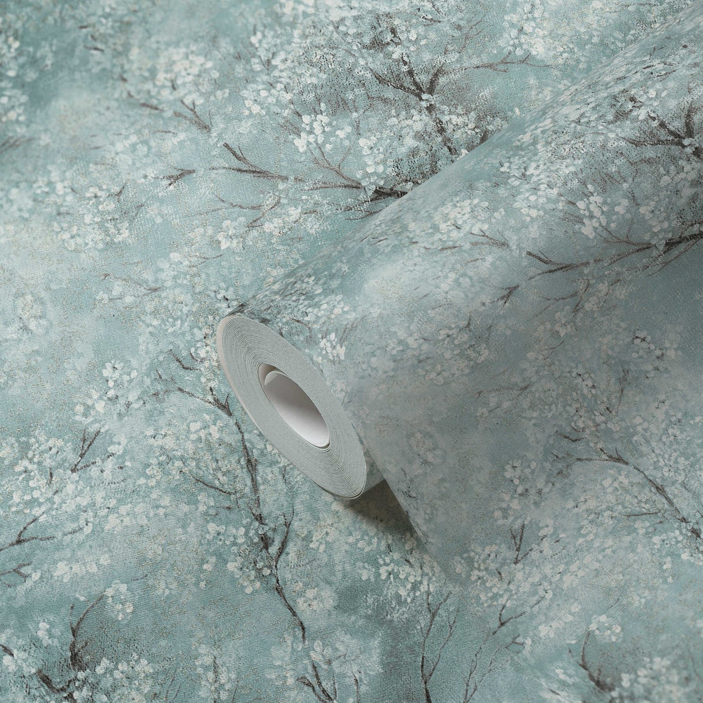 Cherry Blossoms Spring Wallpaper - Soft Turquoise