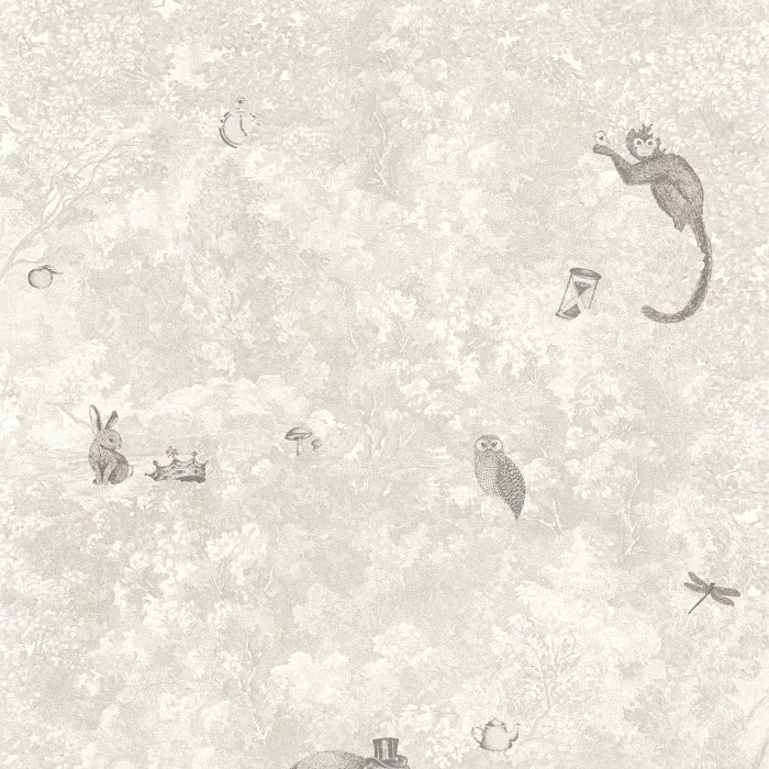 Sample - Jardin Des Merveilles Wallpaper - Beige - Grey Monkey