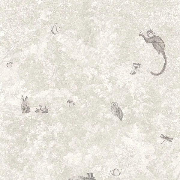 Sample - Jardin Des Merveilles Wallpaper - Beige - Grey Monkey