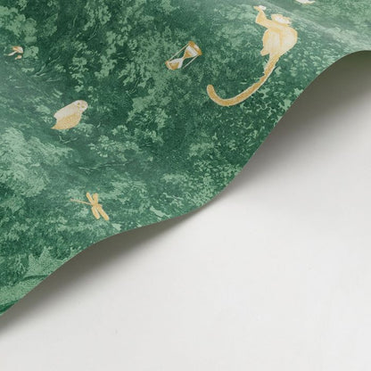 Jardin Des Merveilles Wallpaper - Green - Ochre Monkey