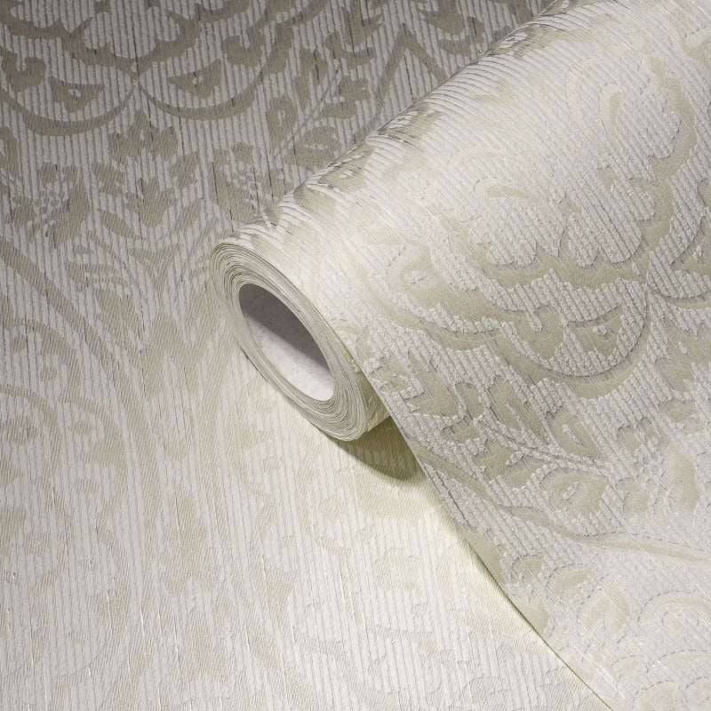 Textured Damask Textured Wallpaper - White