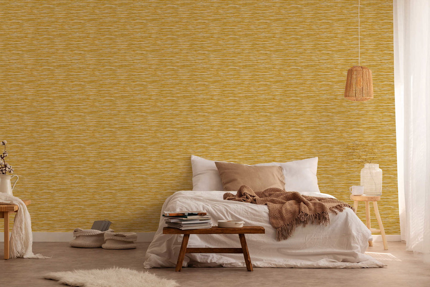 Jung Reed Heavy Weight Vinyl Wallpaper - Ochre Yellow - Arriving January 2027