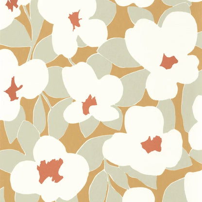 August Flower Power Wallpaper - White on Yellow
