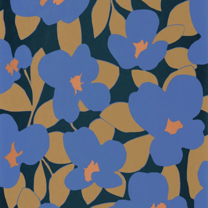 Sample - August Flower Power Wallpaper - Blue