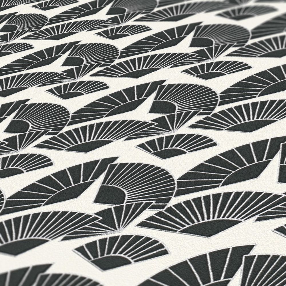 Deco Fanfare Heavy Weight Wallpaper - Black/White