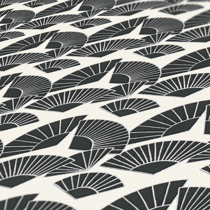 Deco Fanfare Heavy Weight Wallpaper - Black/White