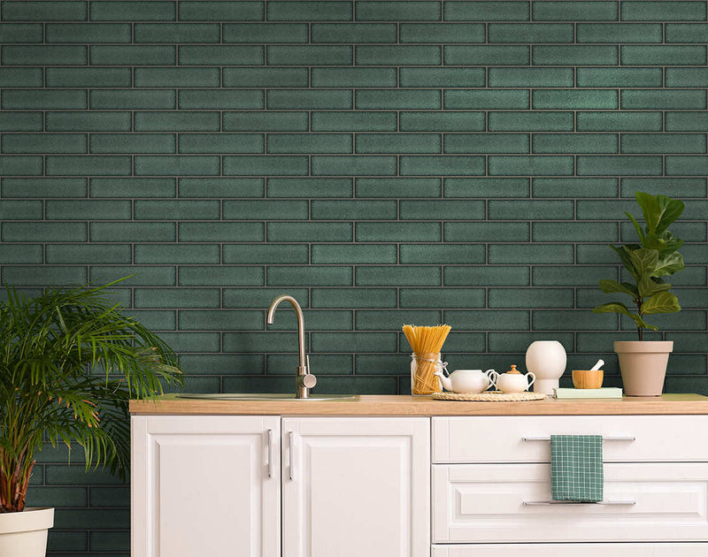 Celadon Gloss Tile Wallpaper - 3 Colours