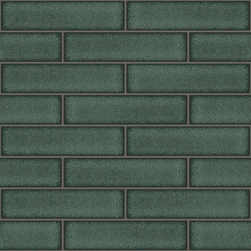 Celadon Gloss Tile Wallpaper - Green