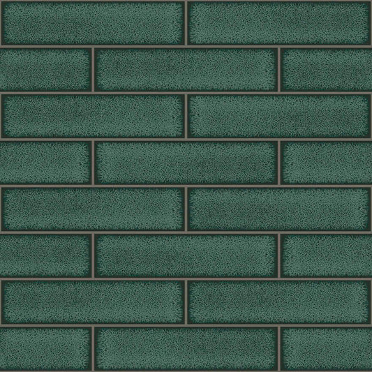 Celadon Gloss Tile Wallpaper - Green