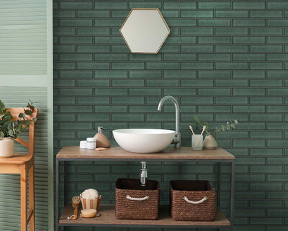 Celadon Gloss Tile Wallpaper - Green