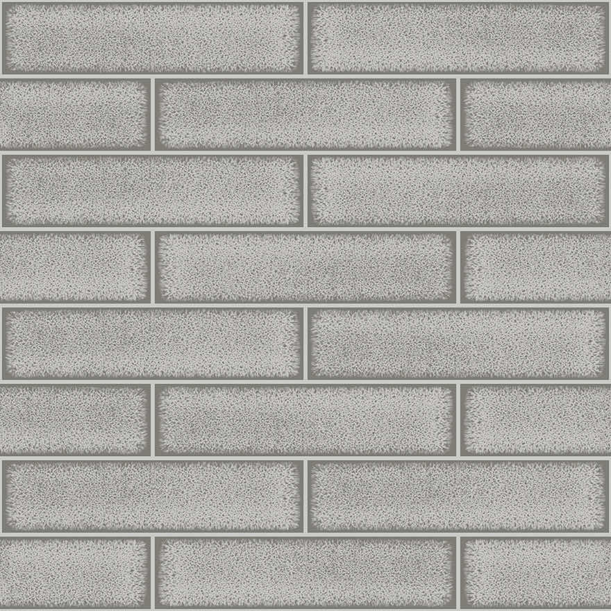 Celadon Gloss Tile Wallpaper - Grey