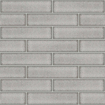 Celadon Gloss Tile Wallpaper - Grey