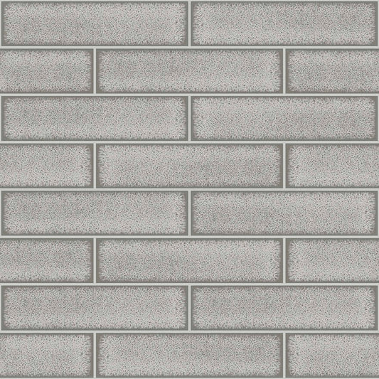 Celadon Gloss Tile Wallpaper - Grey