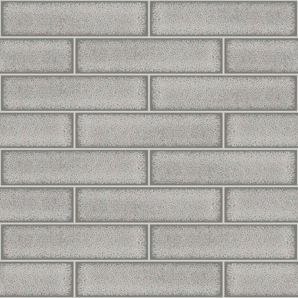 Sample - Celadon Gloss Tile Wallpaper - Grey