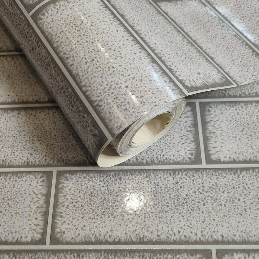 Celadon Gloss Tile Wallpaper - Grey