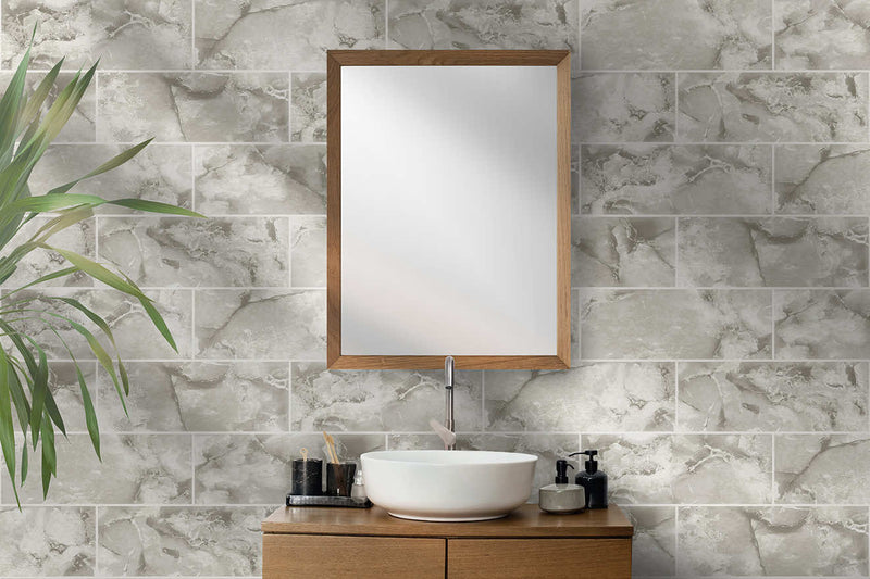 Odeon Tile Neutral Wallpaper