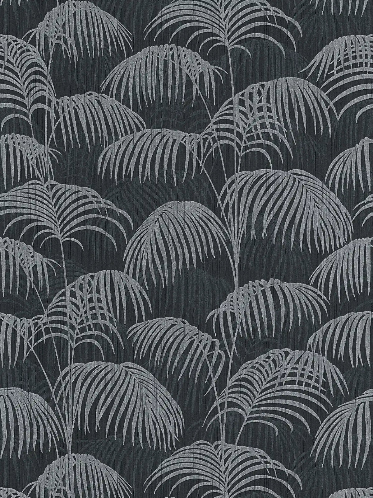Sample - Textured Palm Silk Wallpaper - Black and Grey