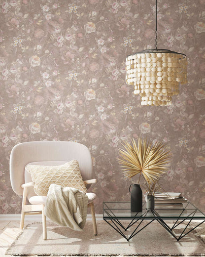 Secret Garden - Floral Wallpaper - Brown