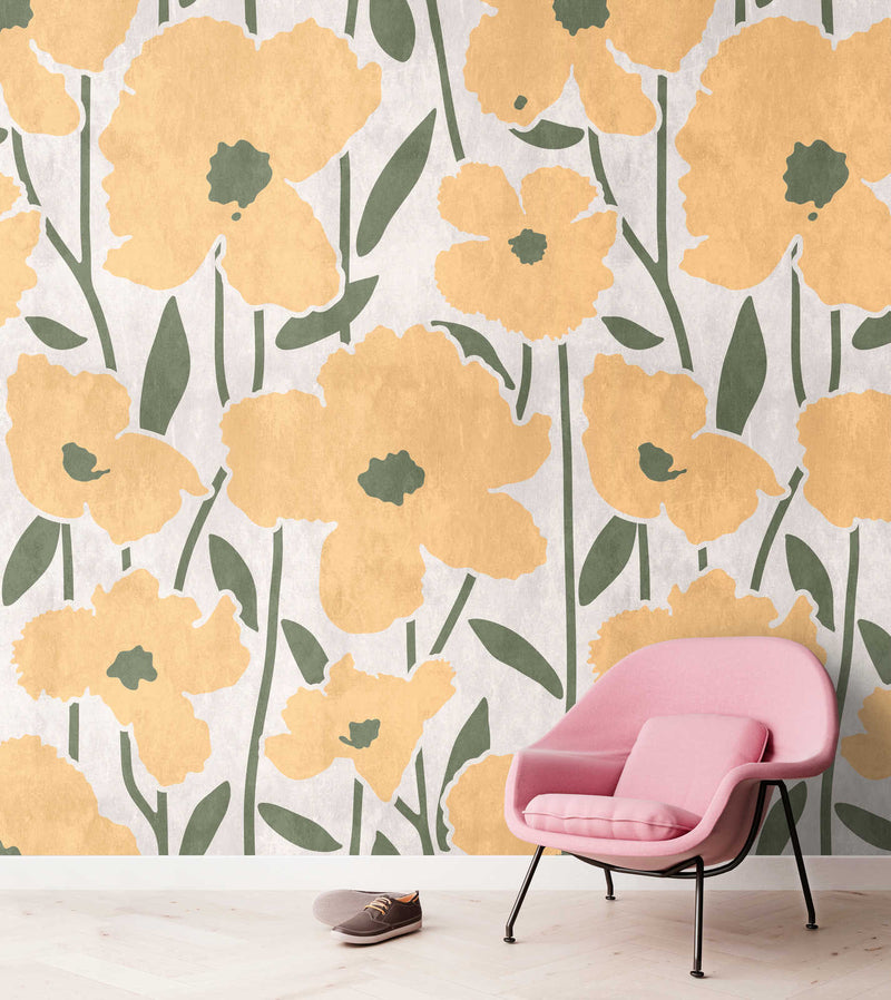Flower Market - Beige - Custom Sized Mural (per m2)