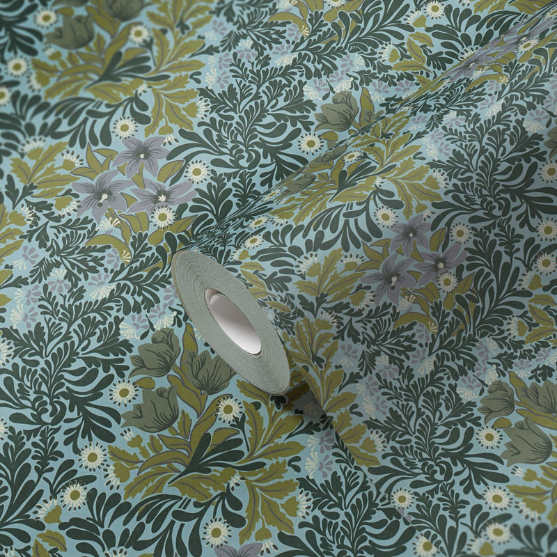 Antique Floral Trails Wallpaper Online NZ | The Inside - Green