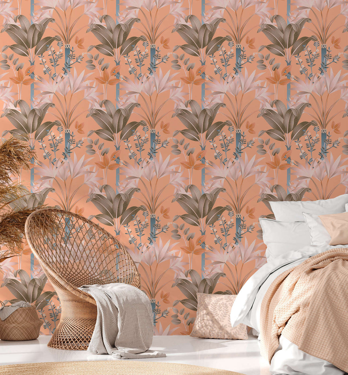 Graphic Palms Wallpaper - Orange