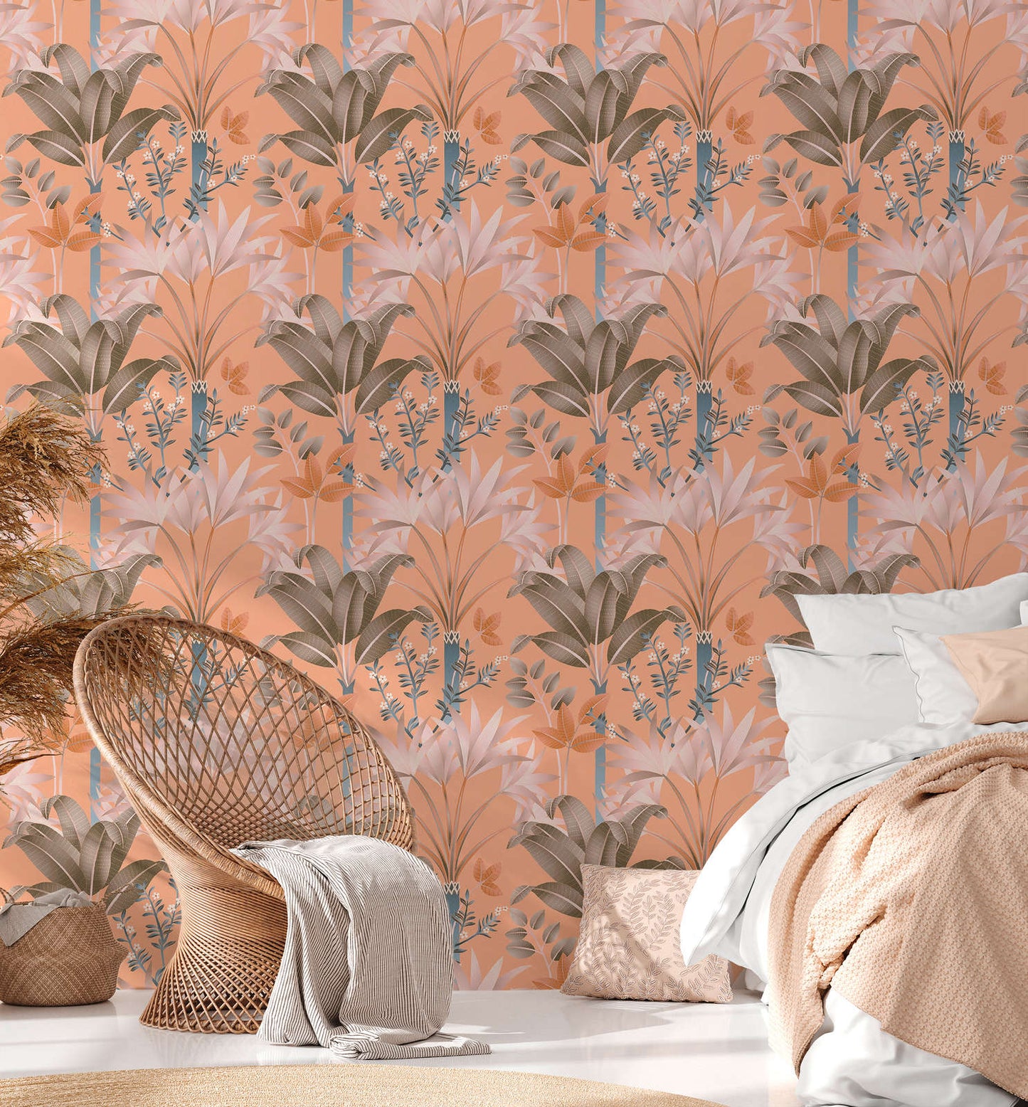 Graphic Palms Wallpaper - Orange