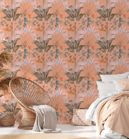 Graphic Palms Wallpaper - Orange