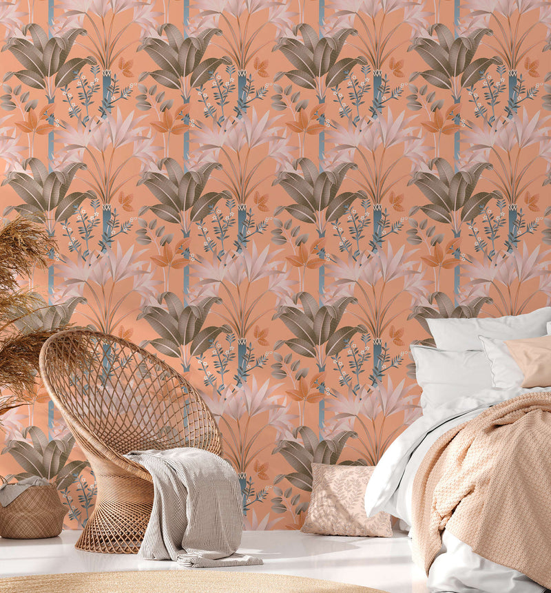 Graphic Palms Wallpaper - Orange
