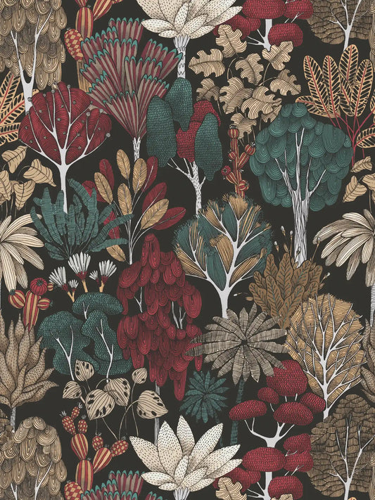 Exotic Oasis Wallpaper - White/Red/Green