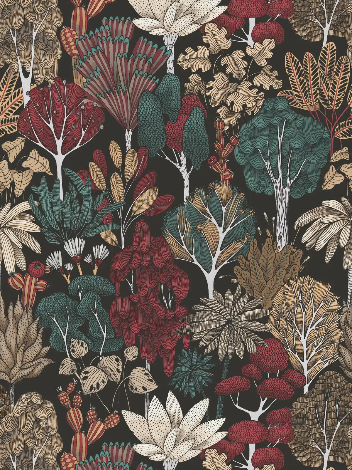 Sample - Exotic Oasis Wallpaper - White/Red/Green
