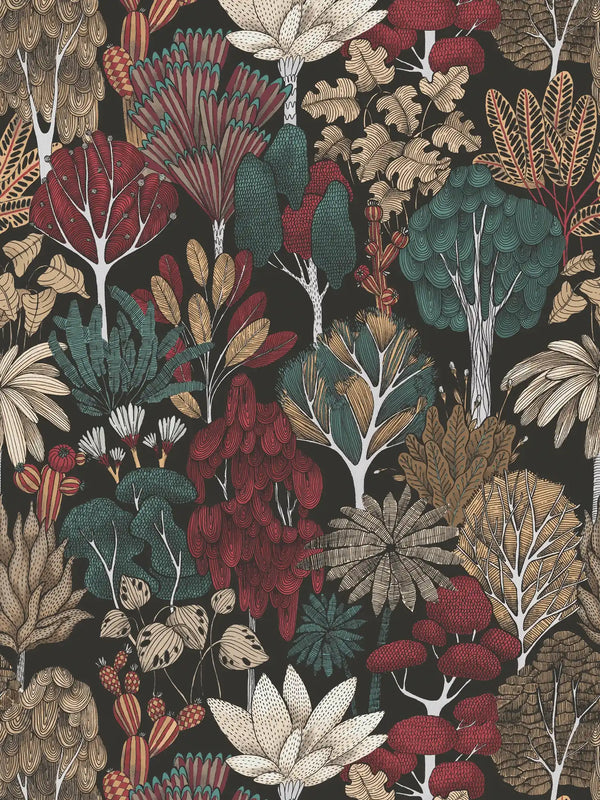 Sample - Exotic Oasis Wallpaper - White/Red/Green
