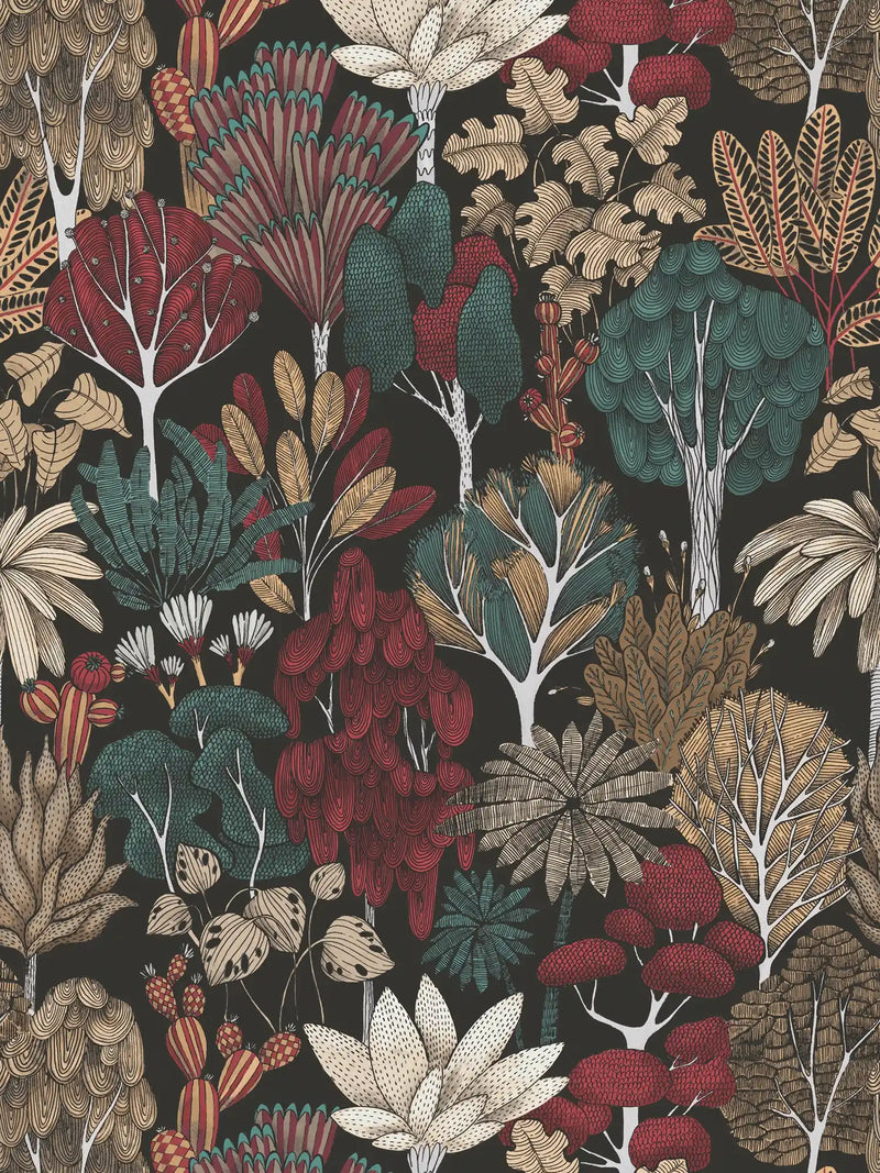 Sample - Exotic Oasis Wallpaper - White/Red/Green