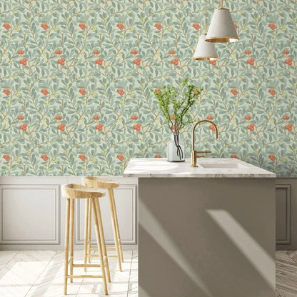 Arbutus by Morris Wallpaper - Blue/Pink