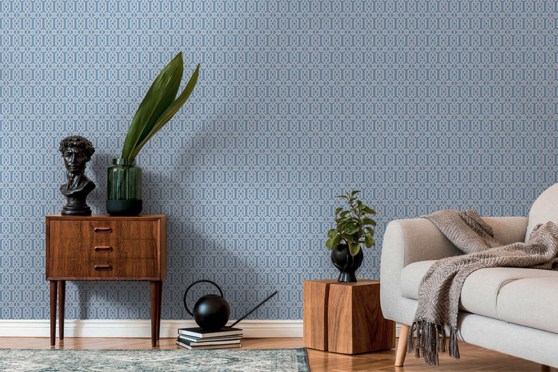 Baroque Pattern Wallpaper - Blue