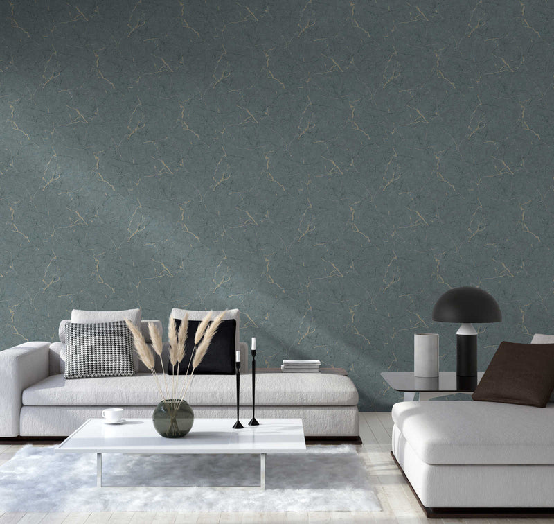 Marble Wallpaper - Blue/Creme/Green