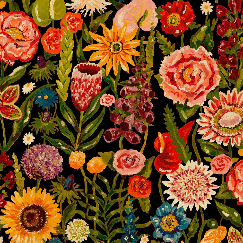 Sample - Utopia Floral Wallpaper - Jet