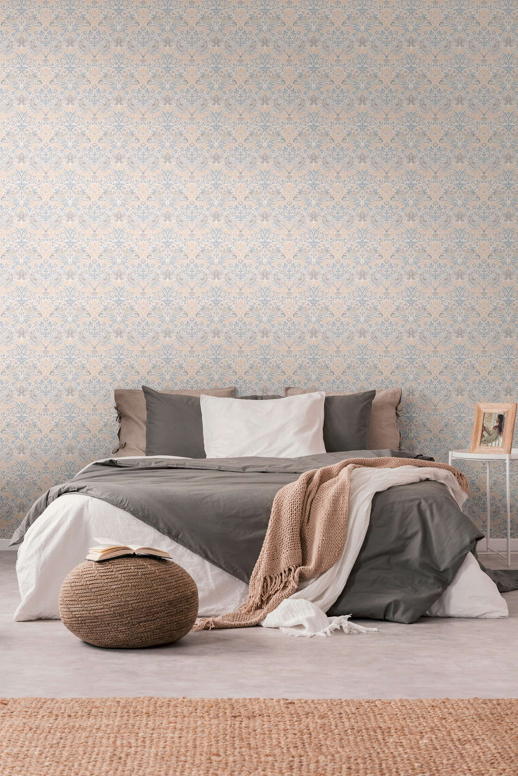 Baroque Birds Wallpaper - Beige/Grey