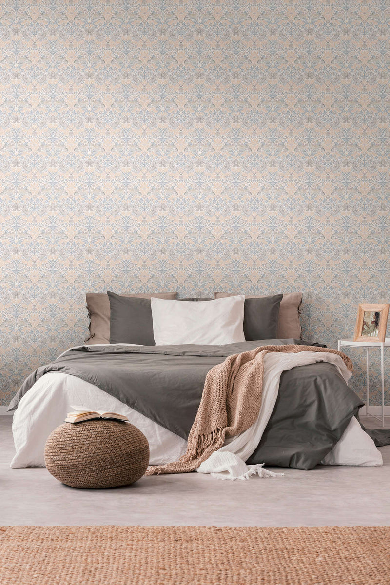 Baroque Birds Wallpaper - Beige/Grey