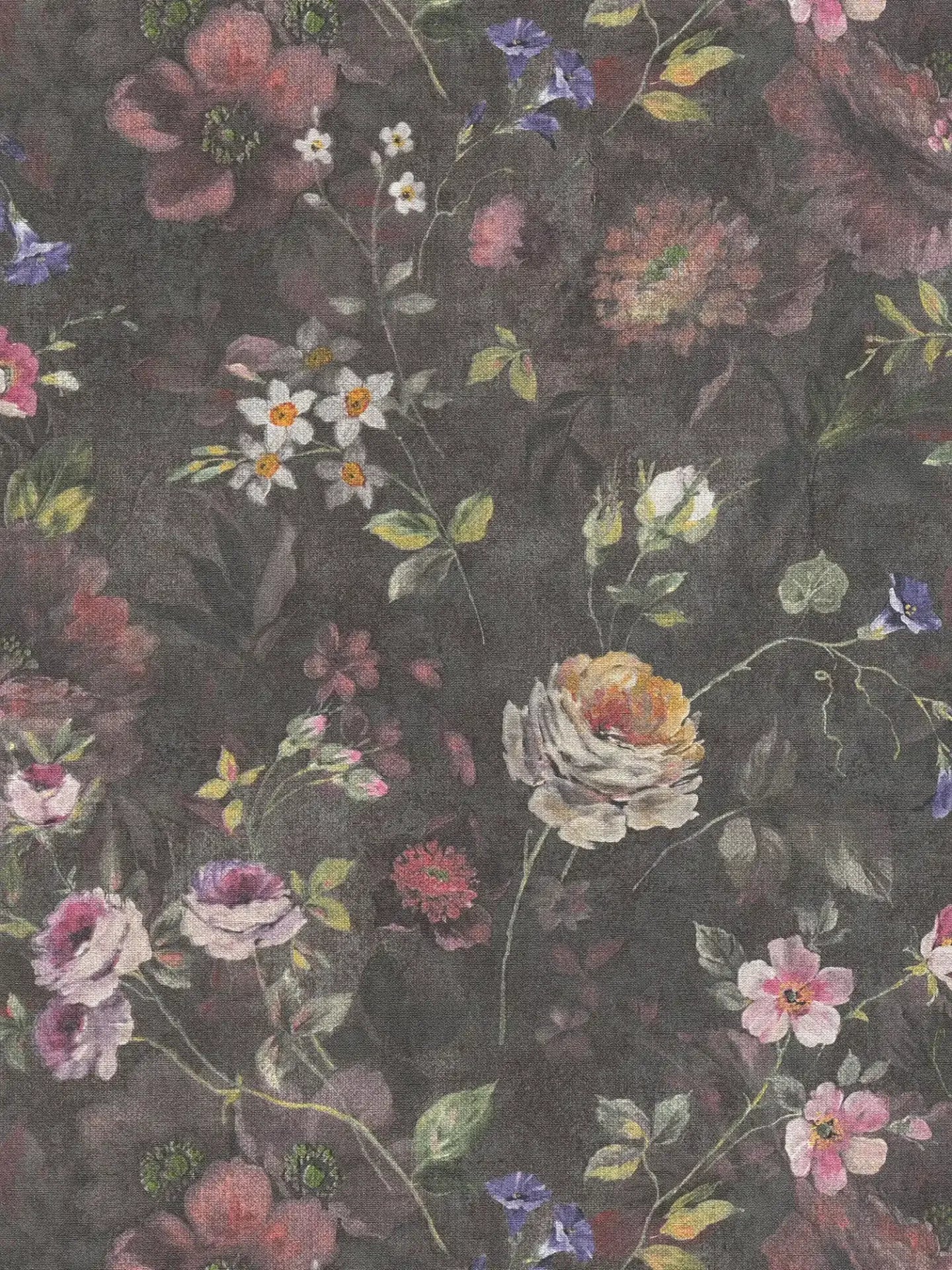 Secret Garden - Floral Wallpaper -  Black