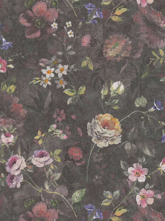 Secret Garden - Floral Wallpaper -  Black