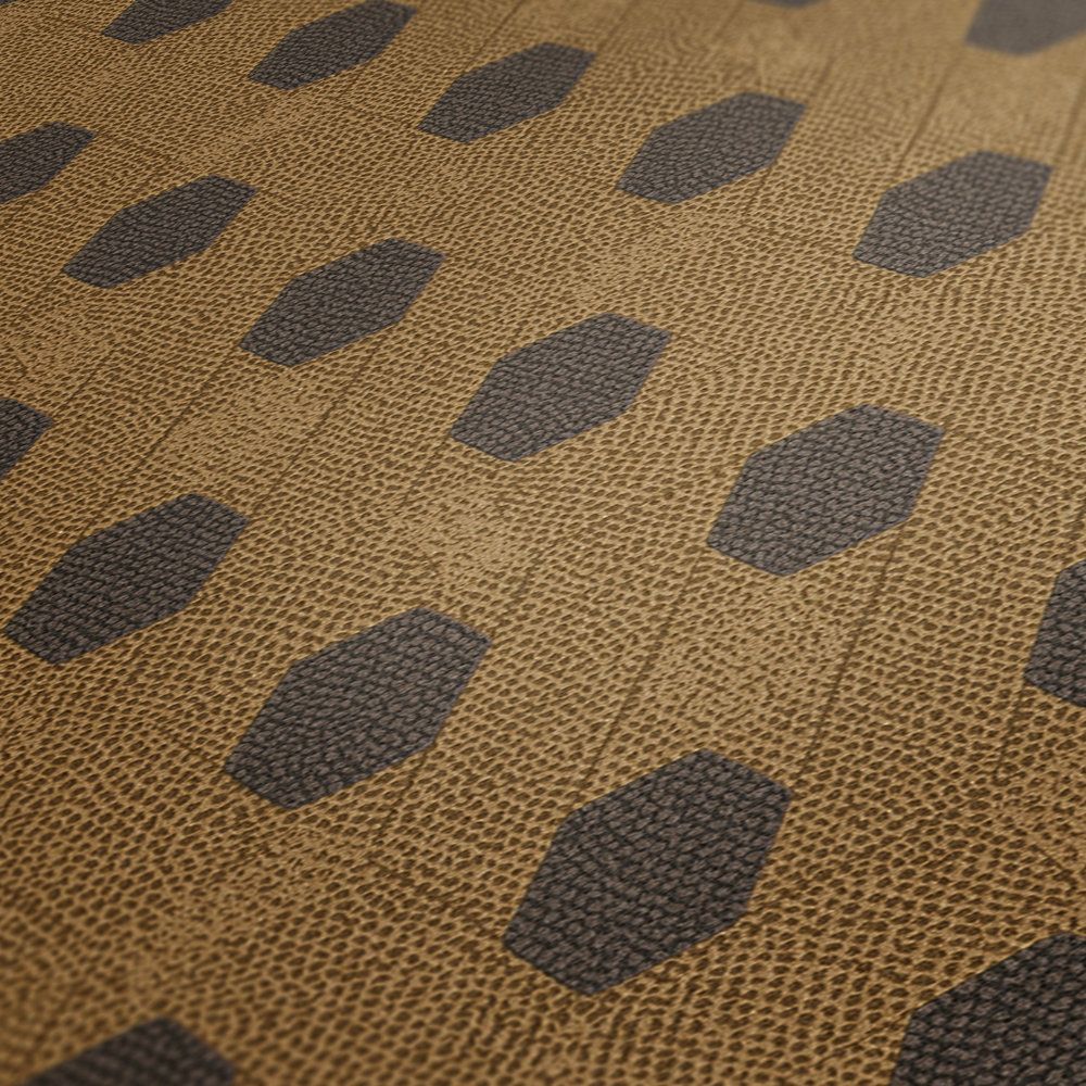 Hex Glamour Heavy Weight Wallpaper - Black & Biscuit