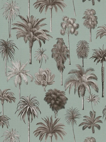 Riviera Palm Tree wallpaper in sage – flat pattern
