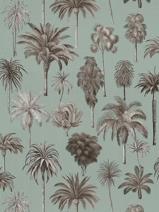 Riviera Palm Tree wallpaper in sage – flat pattern