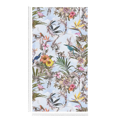 Hibiscus Haven – Crane & Bloom Wallpaper – Cool Aqua