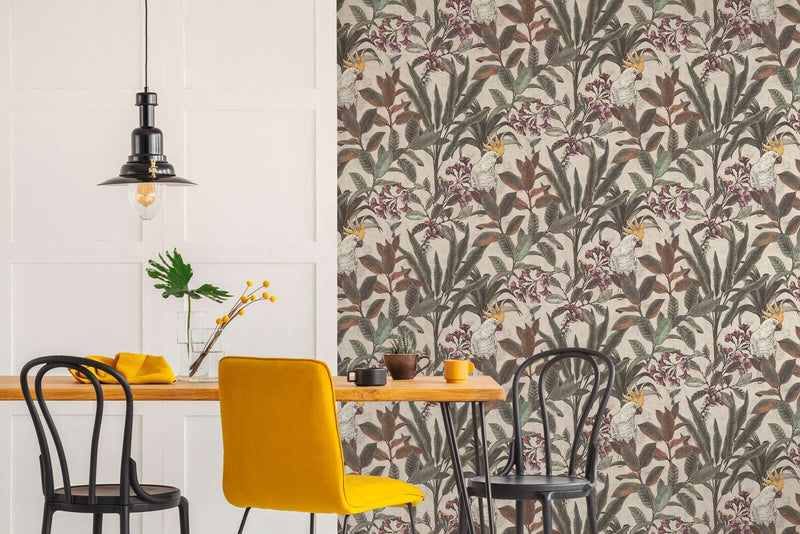 Cockatoo Jungle Wallpaper - Cream