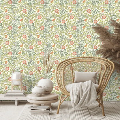 Rosehip Trail Wallpaper - Ohpopsi - Coral Pink