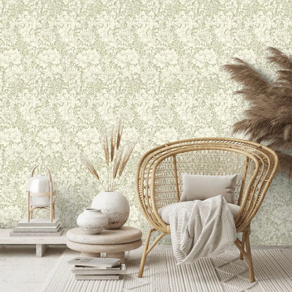 Chrysanthemum - Eden by Morris Wallpaper - Sage Green