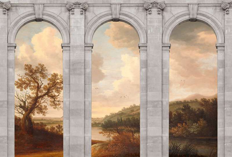 Castello Arches  - Pink Tinge - Custom Sized Wallpaper Mural (per m2)