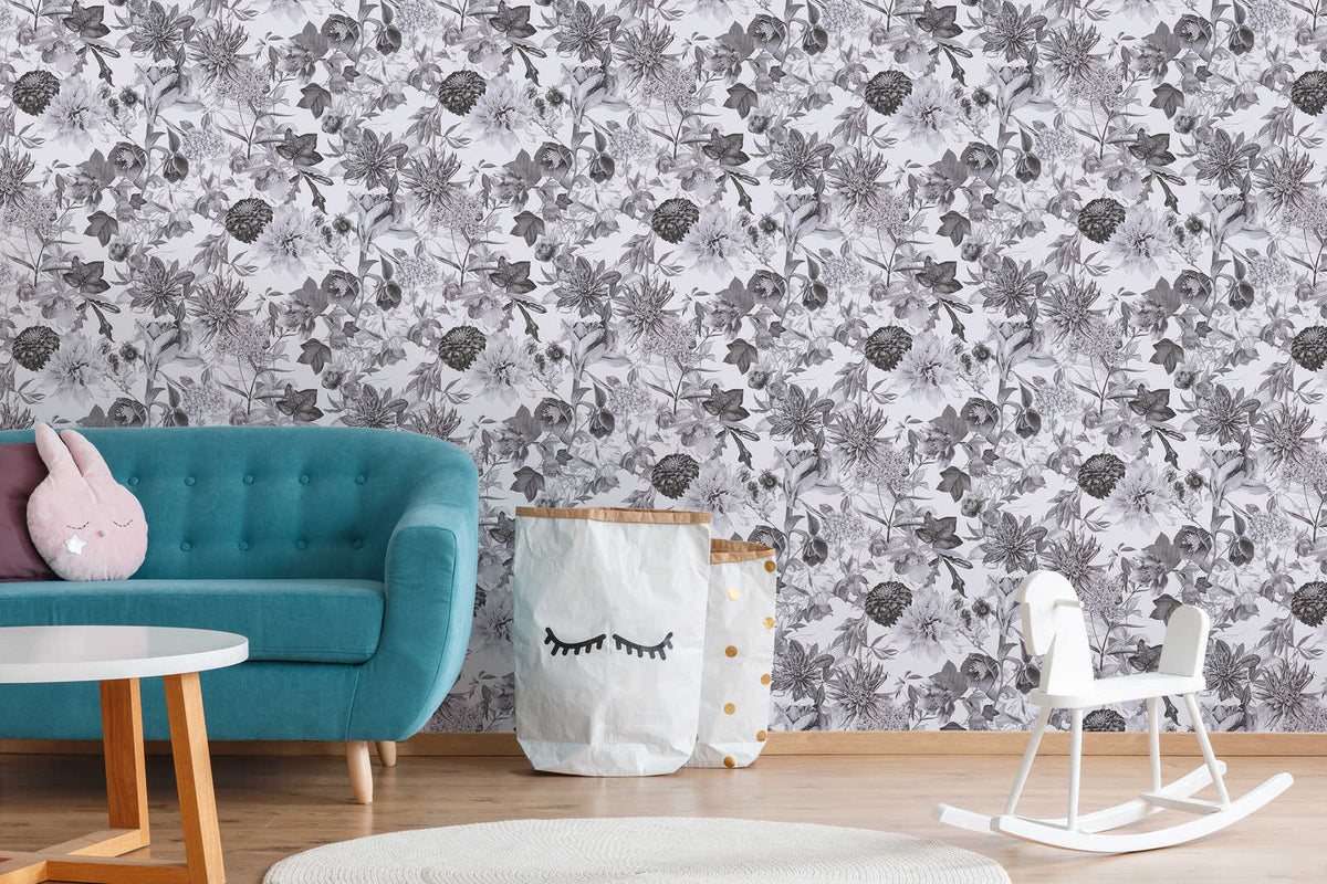 Floral Trails Wallpaper - Monochrome
