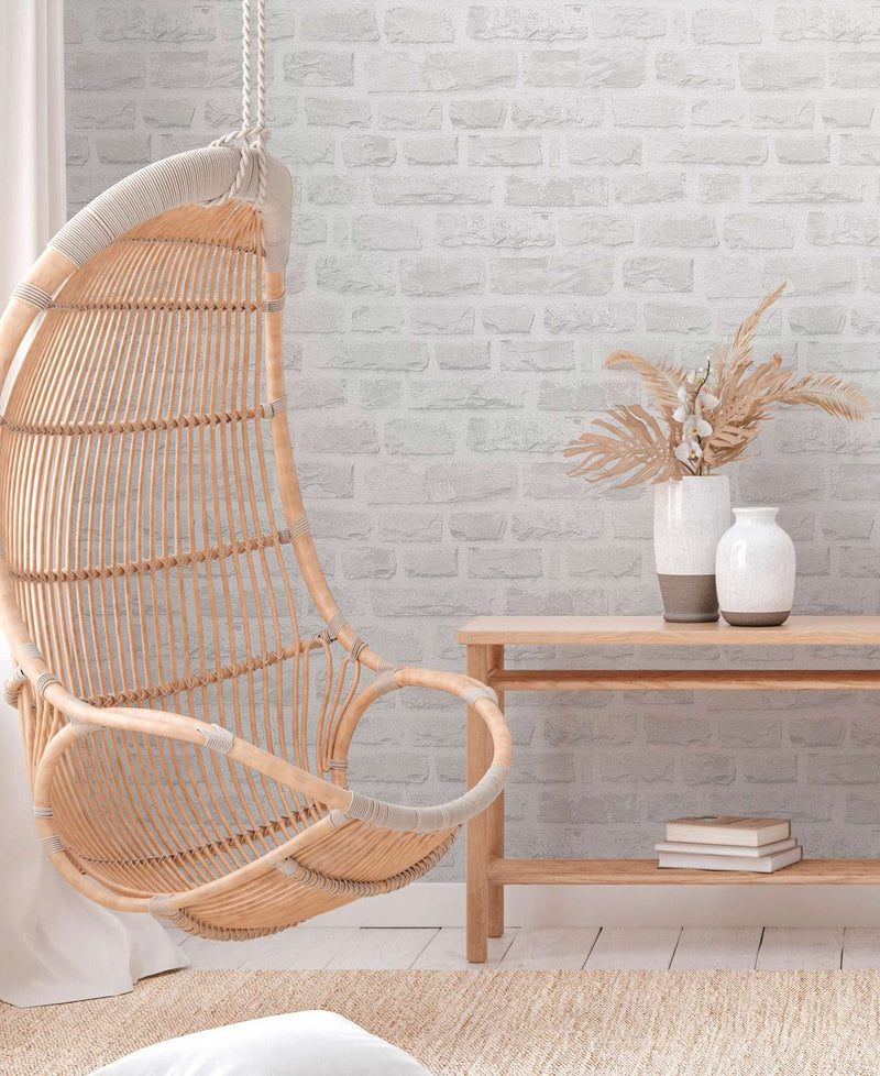 Classic Brickstone - Natural Wallpaper - White